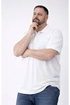 Erkek Pike Kumaş Düğmeli Yaka Battal Büyük Beden Günlük Kısa Kol Tişört T-shirt - Beyaz