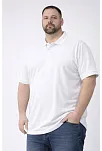 Erkek Pike Kumaş Düğmeli Yaka Battal Büyük Beden Günlük Kısa Kol Tişört T-shirt - Beyaz