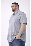 Erkek Pike Kumaş Düğmeli Yaka Battal Büyük Beden Günlük Kısa Kol Tişört T-shirt - Gri