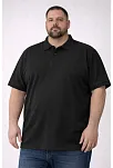Erkek Pike Kumaş Düğmeli Yaka Battal Büyük Beden Günlük Kısa Kol Tişört T-shirt - Siyah
