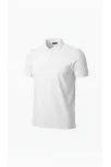 Erkek Pike Kumaş Düğmeli Yaka Regular Fit Günlük Kısa Kol Tişört T-shirt - Beyaz