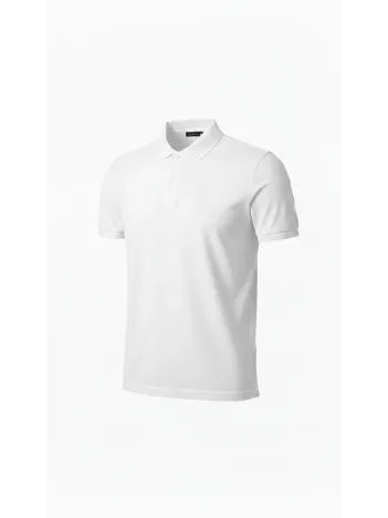 Erkek Pike Kumaş Düğmeli Yaka Regular Fit Günlük Kısa Kol Tişört T-shirt - Beyaz