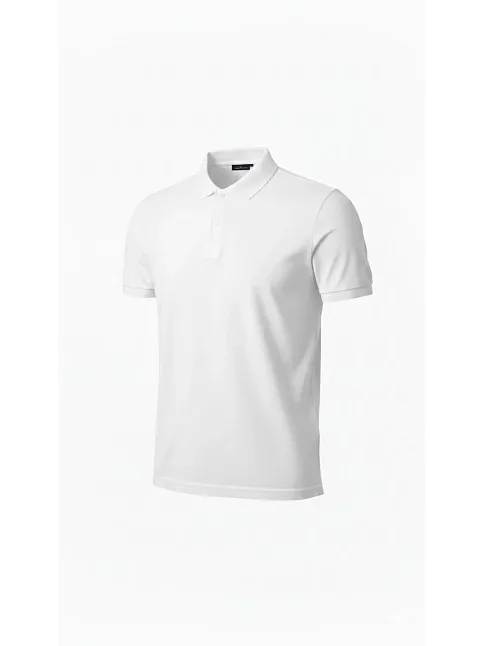 Erkek Pike Kumaş Düğmeli Yaka Regular Fit Günlük Kısa Kol Tişört T-shirt - Beyaz