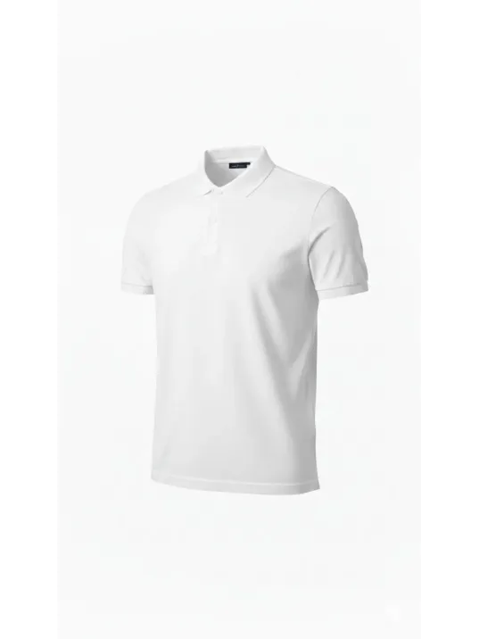 Erkek Pike Kumaş Düğmeli Yaka Regular Fit Günlük Kısa Kol Tişört T-shirt - Beyaz