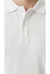 Erkek Pike Kumaş Düğmeli Yaka Regular Fit Günlük Kısa Kol Tişört T-shirt - Beyaz