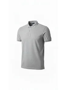 Erkek Pike Kumaş Düğmeli Yaka Regular Fit Günlük Kısa Kol Tişört T-shirt - Gri