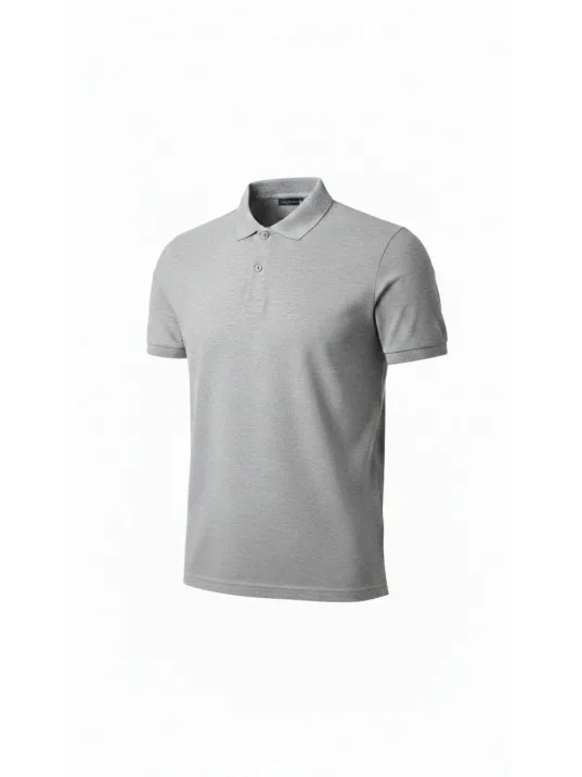 Erkek Pike Kumaş Düğmeli Yaka Regular Fit Günlük Kısa Kol Tişört T-shirt - Gri