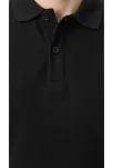 Erkek Pike Kumaş Düğmeli Yaka Regular Fit Günlük Kısa Kol Tişört T-shirt - Siyah