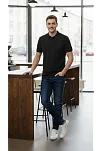 Erkek Pike Kumaş Düğmeli Yaka Regular Fit Günlük Kısa Kol Tişört T-shirt - Siyah