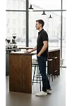 Erkek Pike Kumaş Düğmeli Yaka Regular Fit Günlük Kısa Kol Tişört T-shirt - Siyah