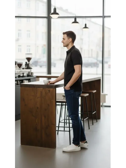 Erkek Pike Kumaş Düğmeli Yaka Regular Fit Günlük Kısa Kol Tişört T-shirt - Siyah