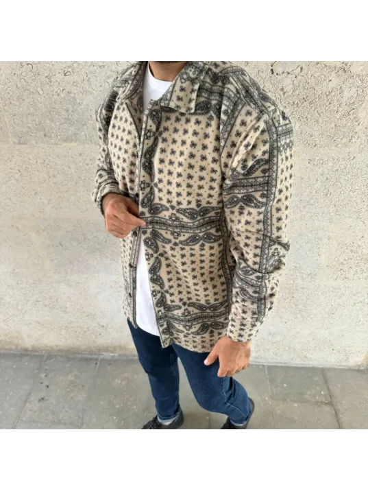 Erkek Polar Fermuarlı Sweatshirt – Kapüşonsuz, Cepli, Yumuşak Dokulu, Oversize Rahat Kalıp, Kışlık Sıcak Tutan Fermuarlı Üst - Bej Erkek Polar Fermuarlı Sweatshirt – Kapüşonsuz, Cepli, Yumuşak Dokulu, Oversize Rahat Kalıp, Kışlık Sıcak Tutan Fermuarlı Üst - Bej