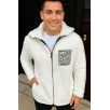 Erkek Polar Fermuarlı Sweatshirt – Kapüşonsuz, Cepli, Yumuşak Dokulu, Oversize Rahat Kalıp, Kışlık Sıcak Tutan Fermuarlı Üst - Beyaz