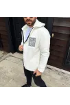 Erkek Polar Fermuarlı Sweatshirt – Kapüşonsuz, Cepli, Yumuşak Dokulu, Oversize Rahat Kalıp, Kışlık Sıcak Tutan Fermuarlı Üst - Beyaz