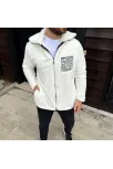 Erkek Polar Fermuarlı Sweatshirt – Kapüşonsuz, Cepli, Yumuşak Dokulu, Oversize Rahat Kalıp, Kışlık Sıcak Tutan Fermuarlı Üst - Beyaz