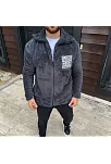 Erkek Polar Fermuarlı Sweatshirt – Kapüşonsuz, Cepli, Yumuşak Dokulu, Oversize Rahat Kalıp, Kışlık Sıcak Tutan Fermuarlı Üst - Füme