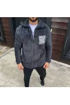 Erkek Polar Fermuarlı Sweatshirt – Kapüşonsuz, Cepli, Yumuşak Dokulu, Oversize Rahat Kalıp, Kışlık Sıcak Tutan Fermuarlı Üst - Füme