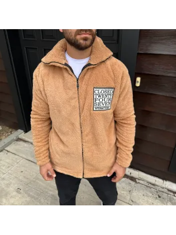 Erkek Polar Fermuarlı Sweatshirt – Kapüşonsuz, Cepli, Yumuşak Dokulu, Oversize Rahat Kalıp, Kışlık Sıcak Tutan Fermuarlı Üst - Kahverengi Erkek Polar Fermuarlı Sweatshirt – Kapüşonsuz, Cepli, Yumuşak Dokulu, Oversize Rahat Kalıp, Kışlık Sıcak Tutan Fermuarlı Üst - Kahverengi