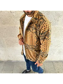 Erkek Polar Fermuarlı Sweatshirt – Kapüşonsuz, Cepli, Yumuşak Dokulu, Oversize Rahat Kalıp, Kışlık Sıcak Tutan Fermuarlı Üst - Sarı