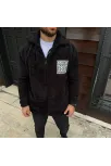 Erkek Polar Fermuarlı Sweatshirt – Kapüşonsuz, Cepli, Yumuşak Dokulu, Oversize Rahat Kalıp, Kışlık Sıcak Tutan Fermuarlı Üst - Siyah