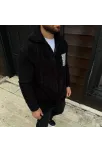 Erkek Polar Fermuarlı Sweatshirt – Kapüşonsuz, Cepli, Yumuşak Dokulu, Oversize Rahat Kalıp, Kışlık Sıcak Tutan Fermuarlı Üst - Siyah