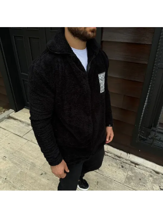 Erkek Polar Fermuarlı Sweatshirt – Kapüşonsuz, Cepli, Yumuşak Dokulu, Oversize Rahat Kalıp, Kışlık Sıcak Tutan Fermuarlı Üst - Siyah Erkek Polar Fermuarlı Sweatshirt – Kapüşonsuz, Cepli, Yumuşak Dokulu, Oversize Rahat Kalıp, Kışlık Sıcak Tutan Fermuarlı Üst - Siyah