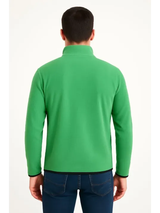 Erkek Polar Kazak – Dik Yaka, Yarım Fermuarlı, Fermuarlı Göğüs Cepli, Siyah Biyeli, Kışlık Rahat Regular Fit Günlük Model - Yeşil Erkek Polar Kazak – Dik Yaka, Yarım Fermuarlı, Fermuarlı Göğüs Cepli, Siyah Biyeli, Kışlık Rahat Regular Fit Günlük Model - Yeşil