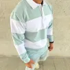 Erkek Polo Yaka Uzun Kollu Çizgili Sweatshirt Trend Rugby Stil - Çağla Yeşili Erkek Polo Yaka Uzun Kollu Çizgili Sweatshirt Trend Rugby Stil - Çağla Yeşili