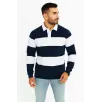 Erkek Polo Yaka Uzun Kollu Çizgili Sweatshirt Trend Rugby Stil - Lacivert Erkek Polo Yaka Uzun Kollu Çizgili Sweatshirt Trend Rugby Stil - Lacivert
