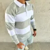 Erkek Polo Yaka Uzun Kollu Çizgili Sweatshirt Trend Rugby Stil - Mint Yeşili Erkek Polo Yaka Uzun Kollu Çizgili Sweatshirt Trend Rugby Stil - Mint Yeşili