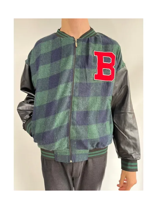 Erkek Pötikare Desen Nakışlı Kolej Ceket - Haki Erkek Pötikare Desen Nakışlı Kolej Ceket - Haki