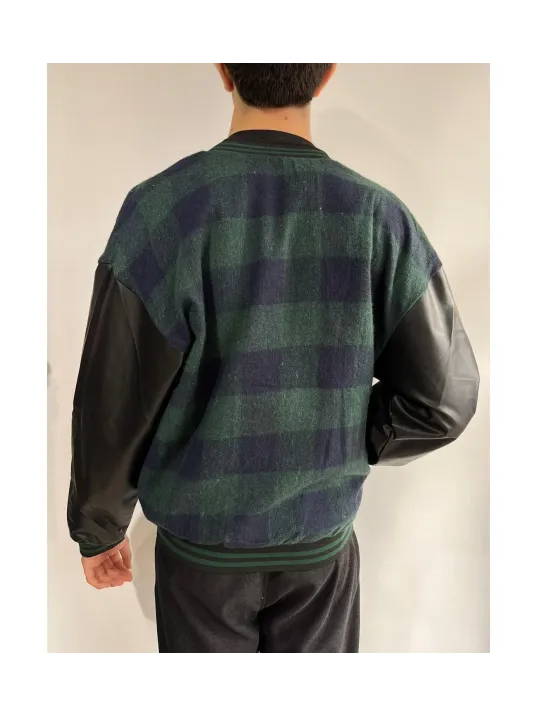 Erkek Pötikare Desen Nakışlı Kolej Ceket - Haki Erkek Pötikare Desen Nakışlı Kolej Ceket - Haki