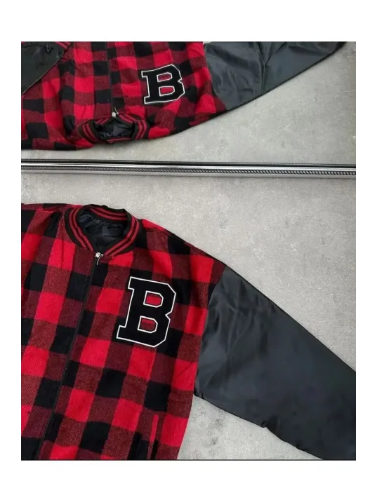 Erkek Pötikare Desen Nakışlı Kolej Ceket - Kırmızı