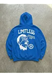 Erkek Premium Baskılı Kapşonlu Sweatshirt Üç İplik İçi Pamuklu Kanguru Cepli Double Oversize Rahat Kalıp Hoodie - Saks Mavi