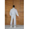 Erkek Premium Parçalı Eşofman Takım - Dik Yaka Fermuarlı Biyeli Sweatshirt Lastik Paça Alt, Oversize 3 iplik Şardonlu - Gri