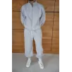 Erkek Premium Parçalı Eşofman Takım - Dik Yaka Fermuarlı Biyeli Sweatshirt Lastik Paça Alt, Oversize 3 iplik Şardonlu - Gri