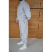 Erkek Premium Parçalı Eşofman Takım - Dik Yaka Fermuarlı Biyeli Sweatshirt Lastik Paça Alt, Oversize 3 iplik Şardonlu - Gri