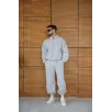 Erkek Premium Parçalı Eşofman Takım - Dik Yaka Fermuarlı Biyeli Sweatshirt Lastik Paça Alt, Oversize 3 iplik Şardonlu - Gri