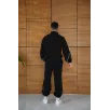 Erkek Premium Parçalı Eşofman Takım - Dik Yaka Fermuarlı Biyeli Sweatshirt Lastik Paça Alt, Oversize 3 iplik Şardonlu - Siyah