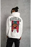 Erkek School Boy Baskılı Kapüşonlu Sweat - Beyaz