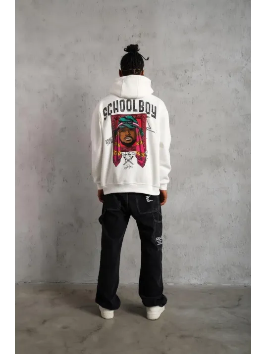 Erkek SCHOOL BOY Baskılı Kapüşonlu Sweat - Beyaz