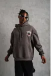 Erkek School Boy Baskılı Kapüşonlu Sweat - Gri