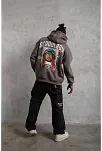 Erkek School Boy Baskılı Kapüşonlu Sweat - Gri