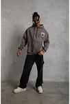 Erkek School Boy Baskılı Kapüşonlu Sweat - Gri