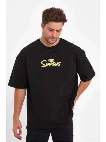 Erkek Sırt Baskılı Bisiklet Yaka Oversize T-shirt - Siyah Erkek Sırt Baskılı Bisiklet Yaka Oversize T-shirt - Siyah