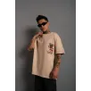 Erkek Sırt Baskılı A Kalite Oversize T-shirt - Bej Erkek Sırt Baskılı A Kalite Oversize T-shirt - Bej