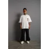 Erkek Sırt Baskılı A Kalite Oversize T-shirt - Beyaz Erkek Sırt Baskılı A Kalite Oversize T-shirt - Beyaz