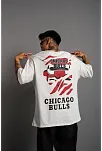 Erkek Sırt Baskılı Oversize  Kısa Kol T-shirt - Beyaz