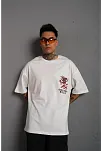 Erkek Sırt Baskılı Oversize  Kısa Kol T-shirt - Beyaz