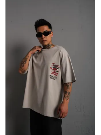 Erkek Sırt Baskılı A Kalite Oversize T-shirt - Gri Erkek Sırt Baskılı A Kalite Oversize T-shirt - Gri